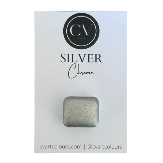 'Silver' Chrome Watercolour Paint Half Pan