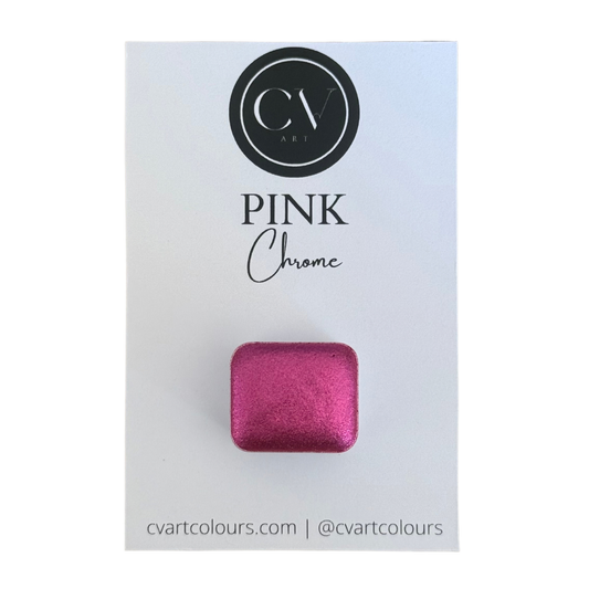 'Pink' Chrome Watercolour Paint Half Pan