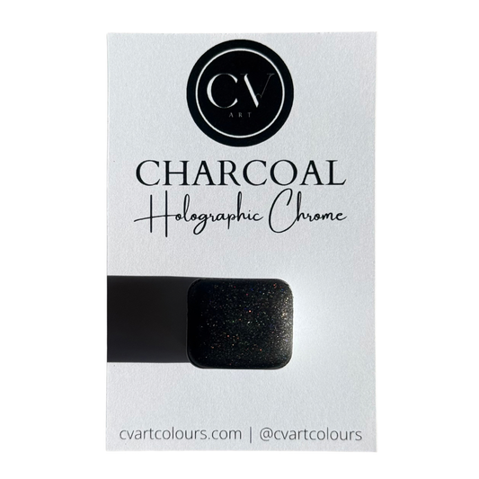 'Charcoal' Holographic Watercolour Paint Half Pan