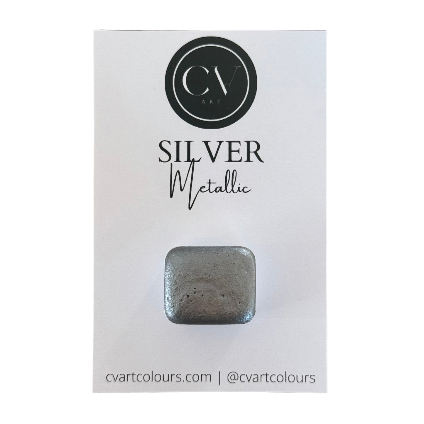 'Silver' Metallic Watercolour Paint Half Pan