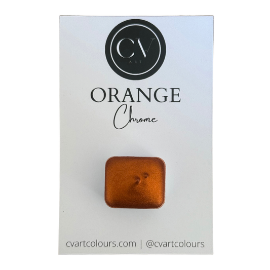 'Orange' Chrome Watercolour Paint Half Pan