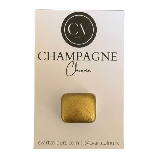'Champagne' Chrome Watercolour Paint Half Pan